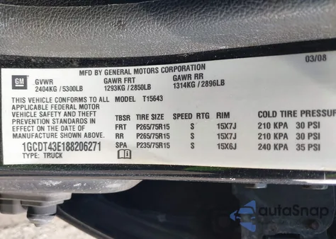 2008 Chevrolet Colorado Lt from USA, damaged, VIN 1GCDT43E188206271